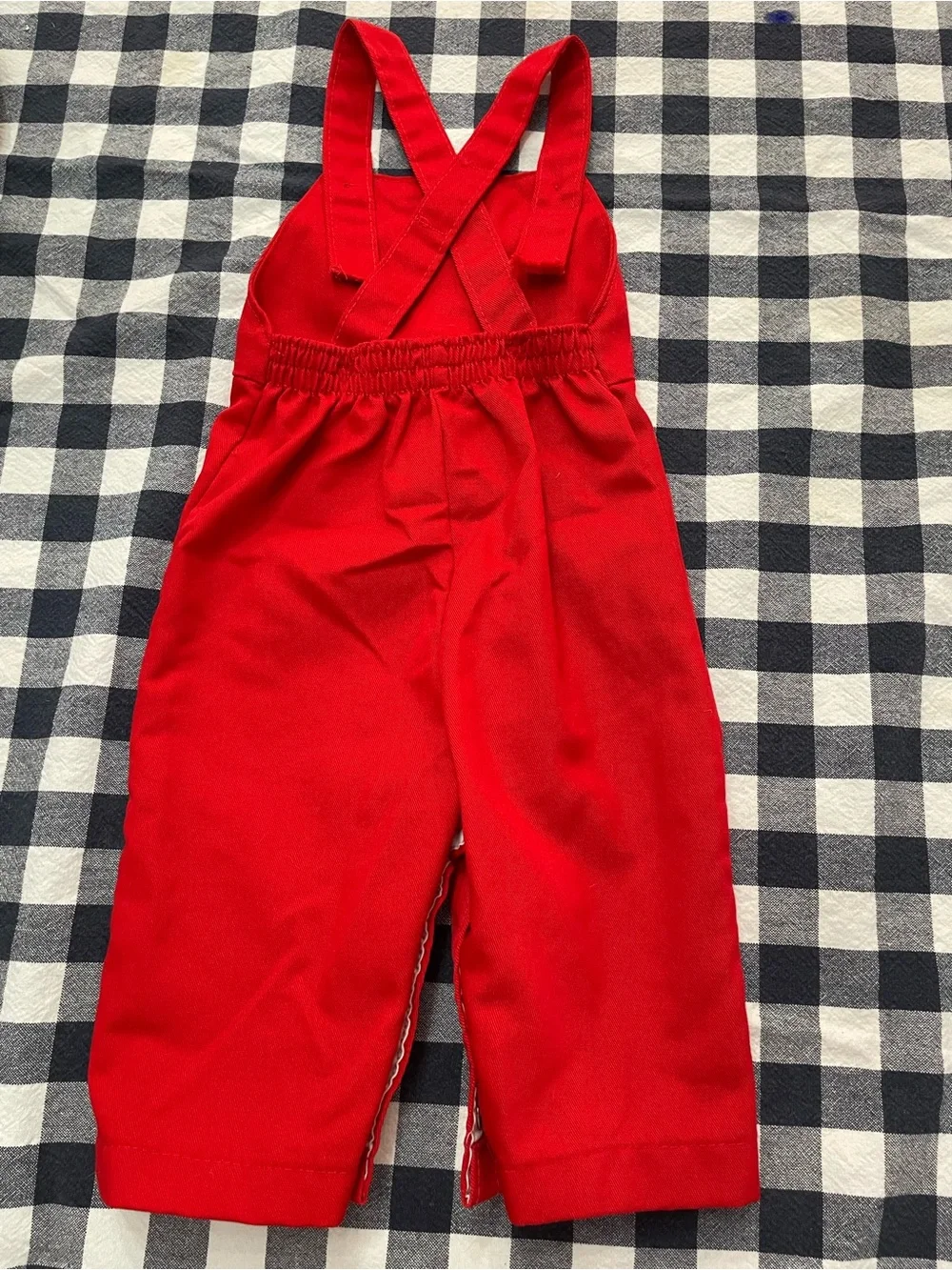 Vintage Red Overalls with Teddy Cowboy Appliqué Healthtex 6 month